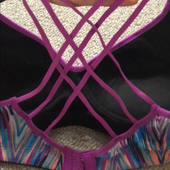 Purple Patterned Padded Sports Bra - Picture 2 of 3